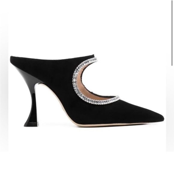 Stuart Weitzman Black Suede & Crystal Embellished Mule. Brand New! Size 8 - Picture 2 of 7